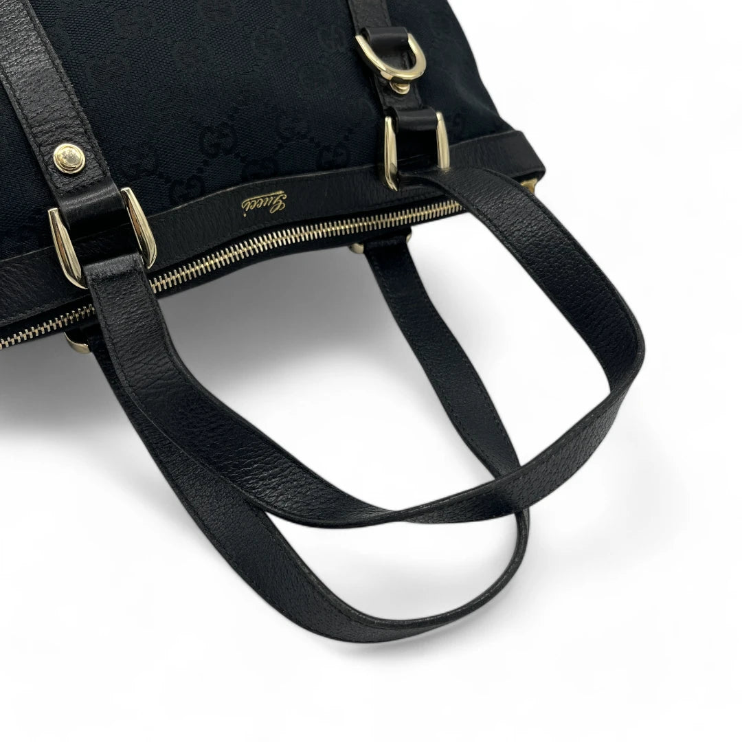 Gucci Handtasche Abbey mini schwarze Lederdetails monogram dunkelblau
