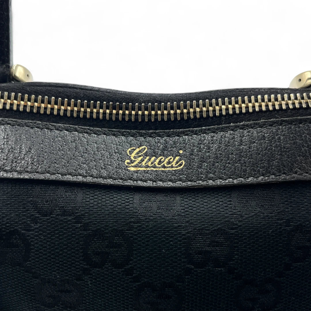 Gucci Handtasche Abbey mini schwarze Lederdetails monogram dunkelblau
