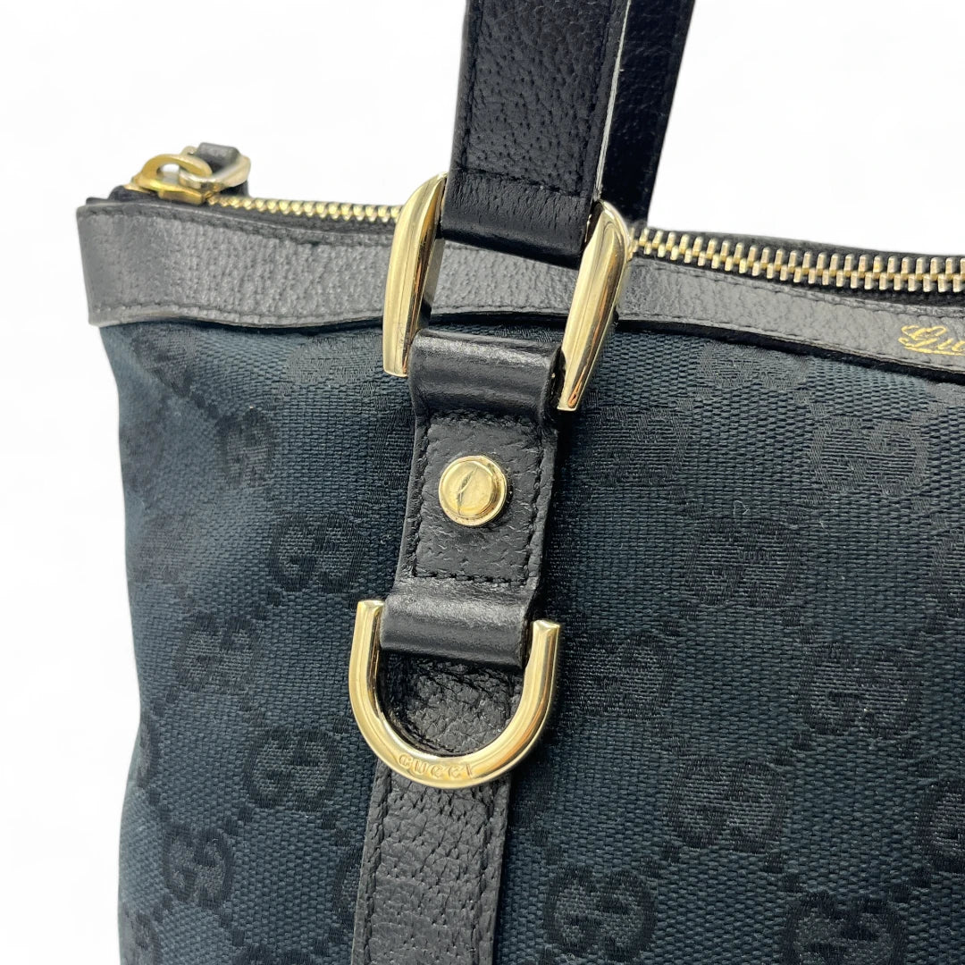 Gucci Handtasche Abbey mini schwarze Lederdetails monogram dunkelblau