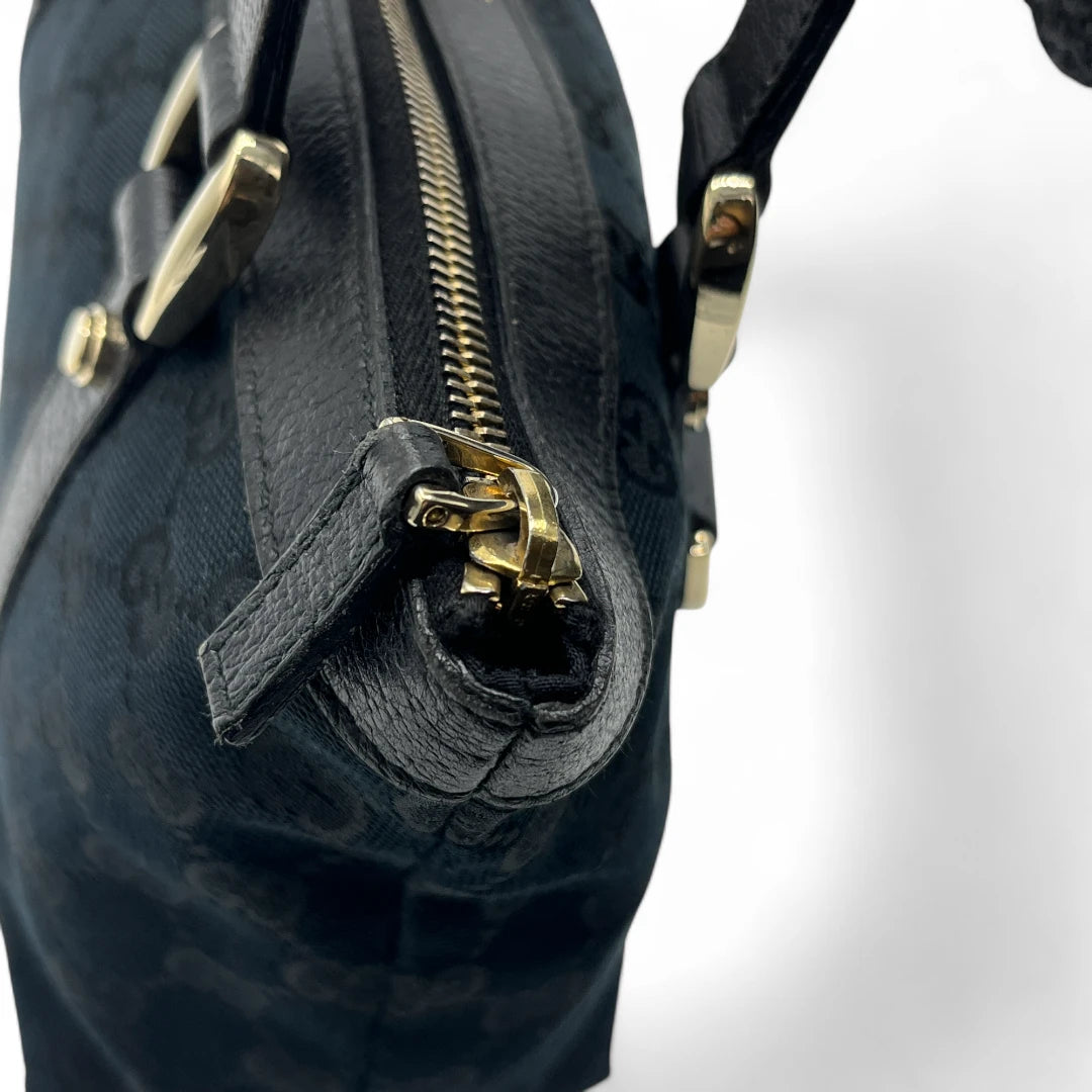 Gucci Handtasche Abbey mini schwarze Lederdetails monogram dunkelblau