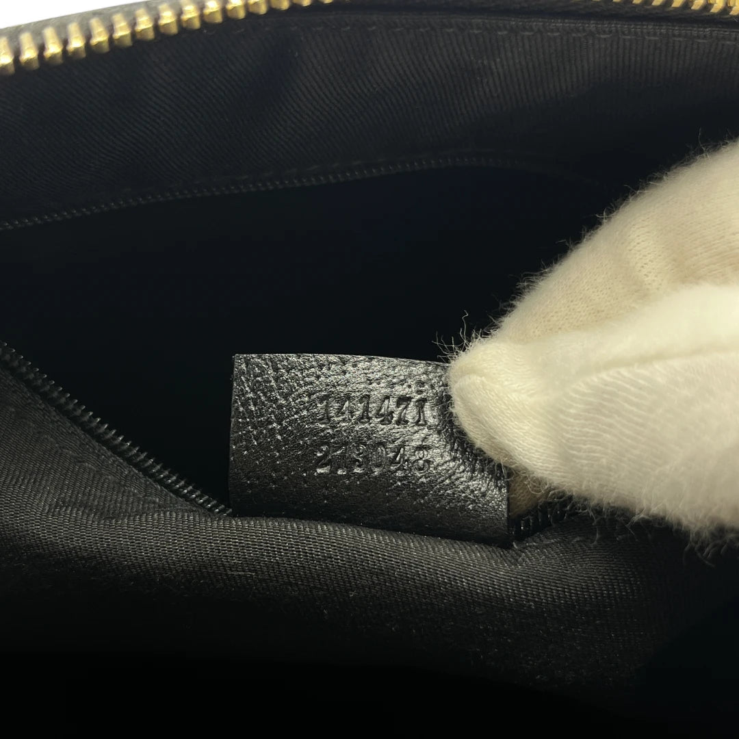 Gucci Handtasche Abbey mini schwarze Lederdetails monogram dunkelblau