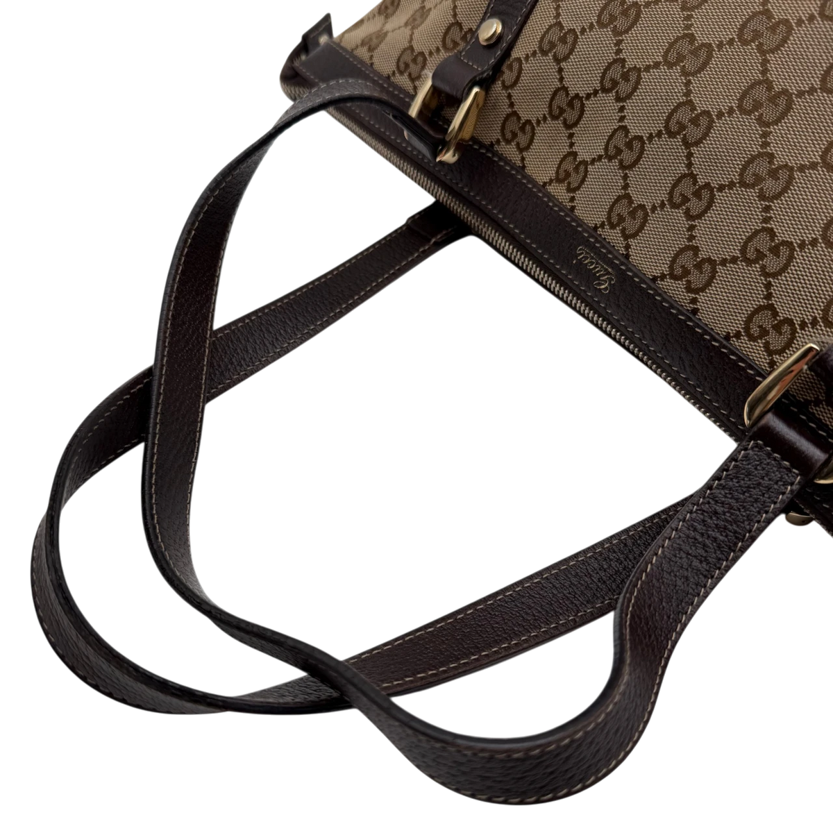 Gucci Handtasche Abbey monogram beige – Schulterriemen im Detail