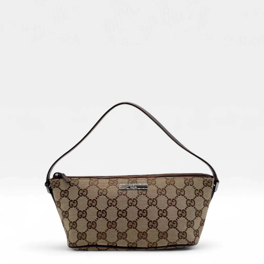 Gucci Baguette monogram beige handbag
