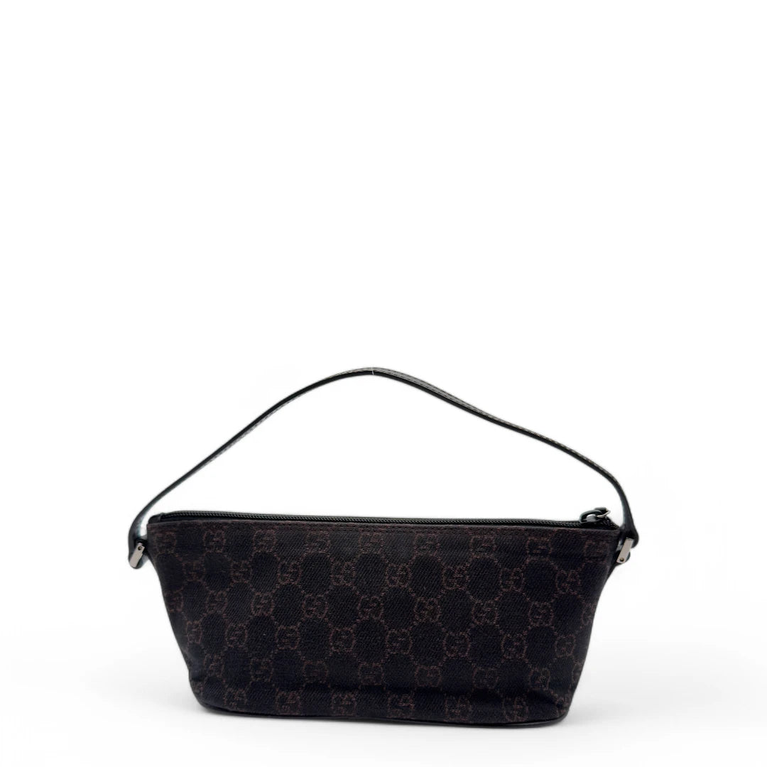 Gucci Handtasche Baguette monogram dunkelbraun