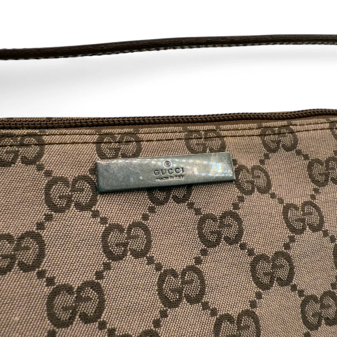 Gucci Handtasche Baguette monogram hellbraun