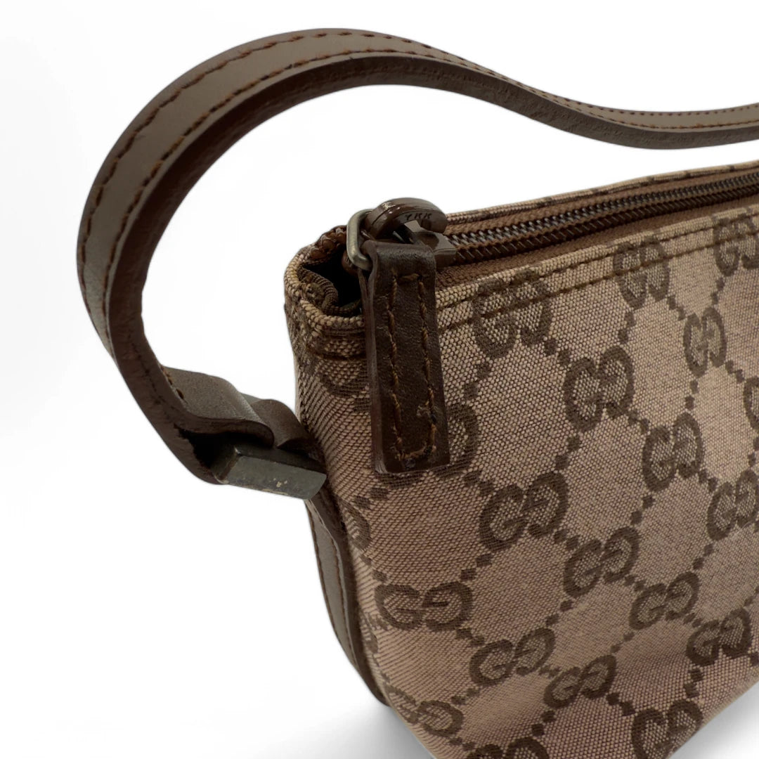 Gucci Handtasche Baguette monogram hellbraun
