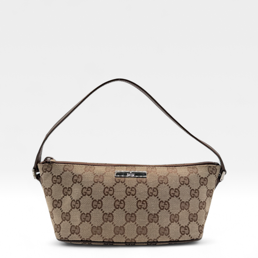 Gucci Baguette monogram beige handbag