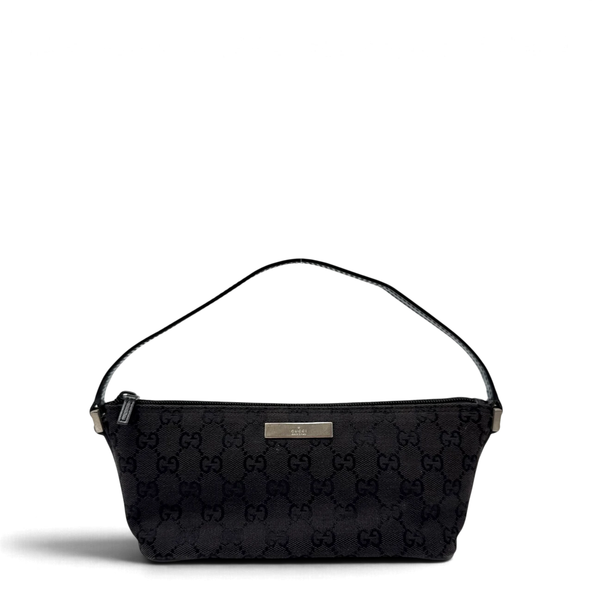 Gucci Handtasche Boat Baguette monogram schwarz – Gesamtansicht