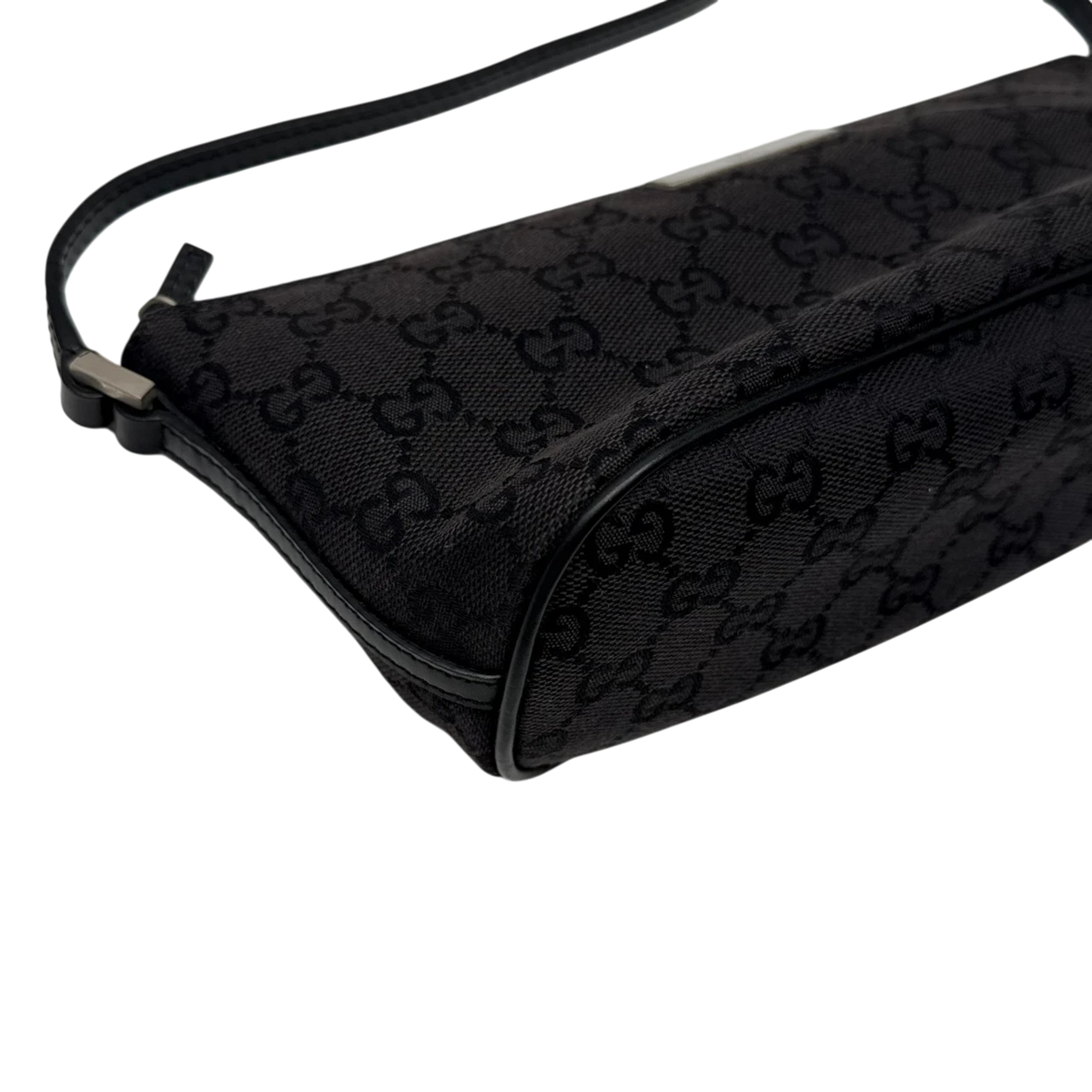 Gucci Handtasche Boat Baguette monogram schwarz – Seitenansicht