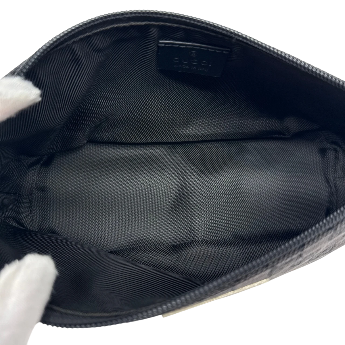 Gucci Handtasche Boat Baguette monogram schwarz – Innenansicht