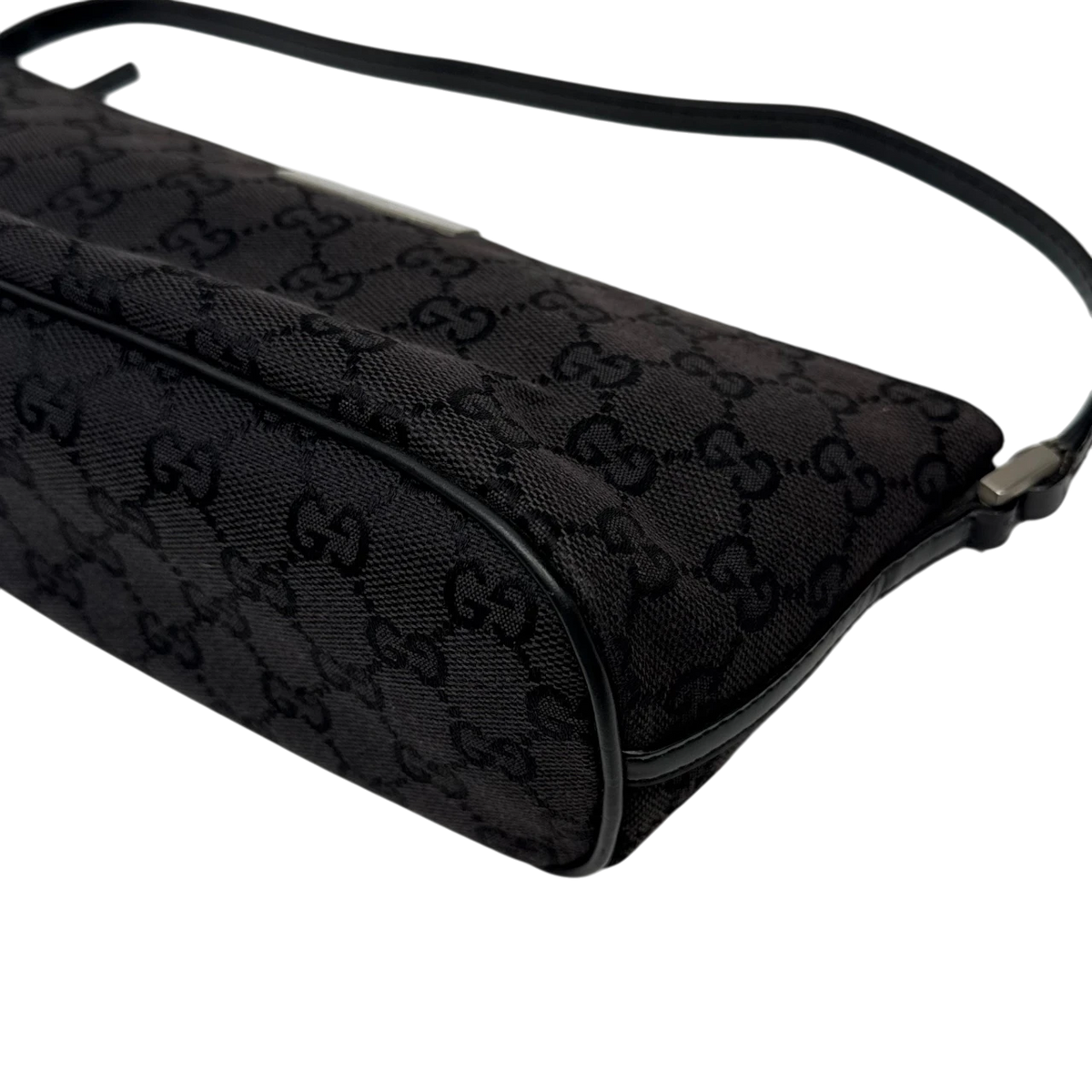 Gucci Handtasche Boat Baguette monogram schwarz – Seitenansicht