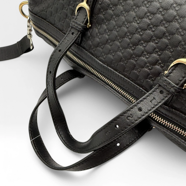 Gucci Handtasche Boston Bag Micro Guccissima schwarz
