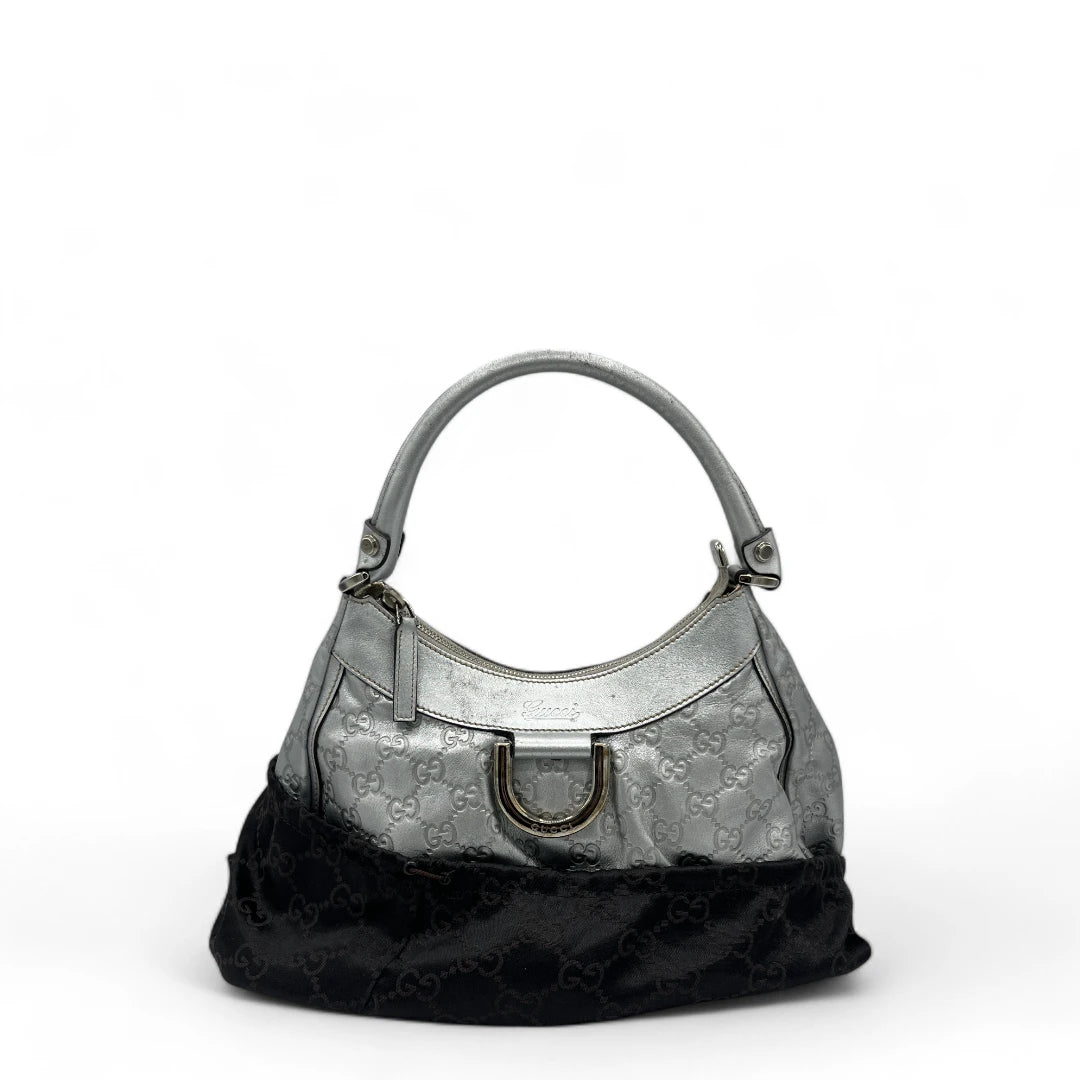 Gucci handbag D-ring made of leather monogram silver