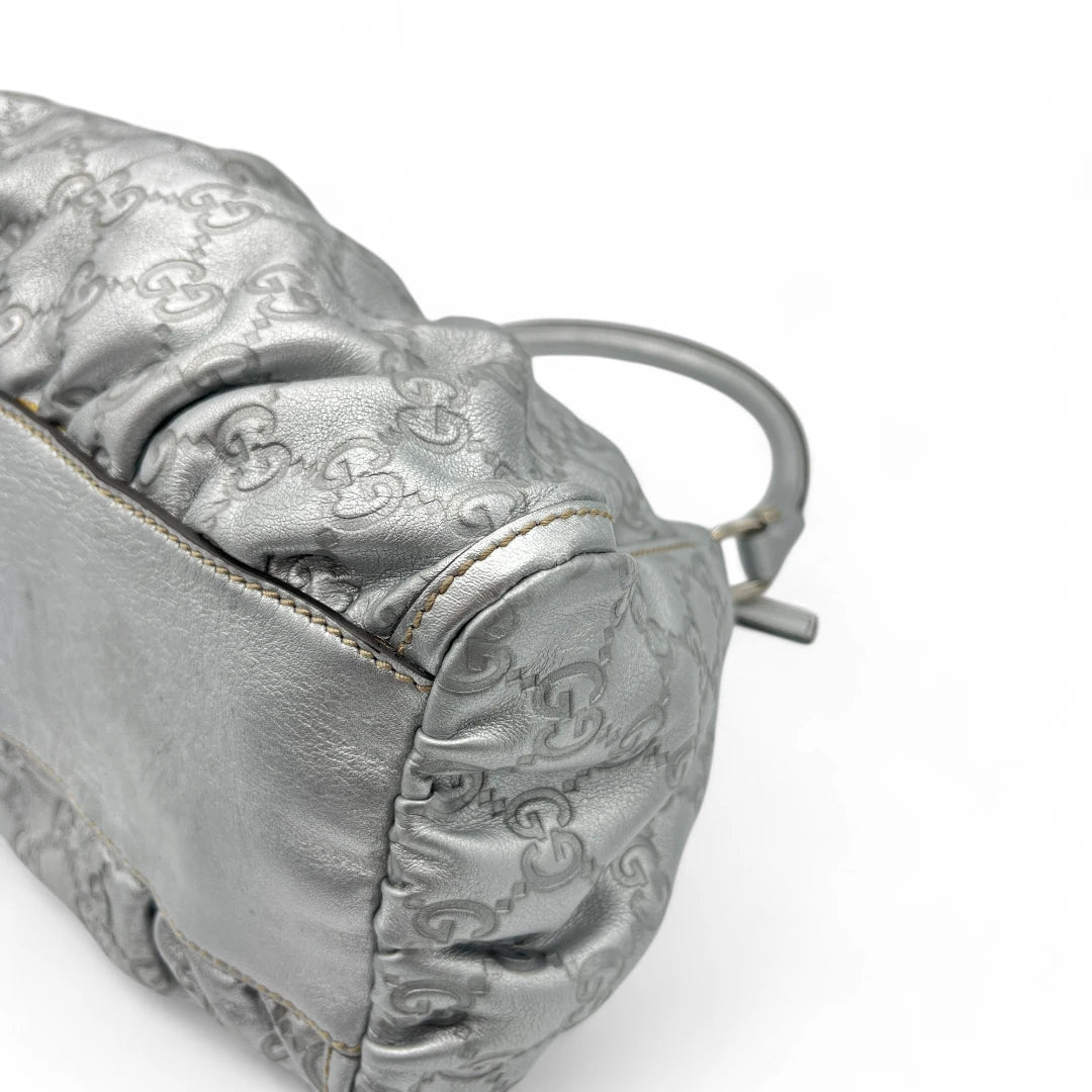 Gucci handbag D-ring made of leather monogram silver
