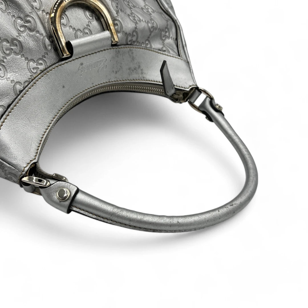 Gucci handbag D-ring made of leather monogram silver