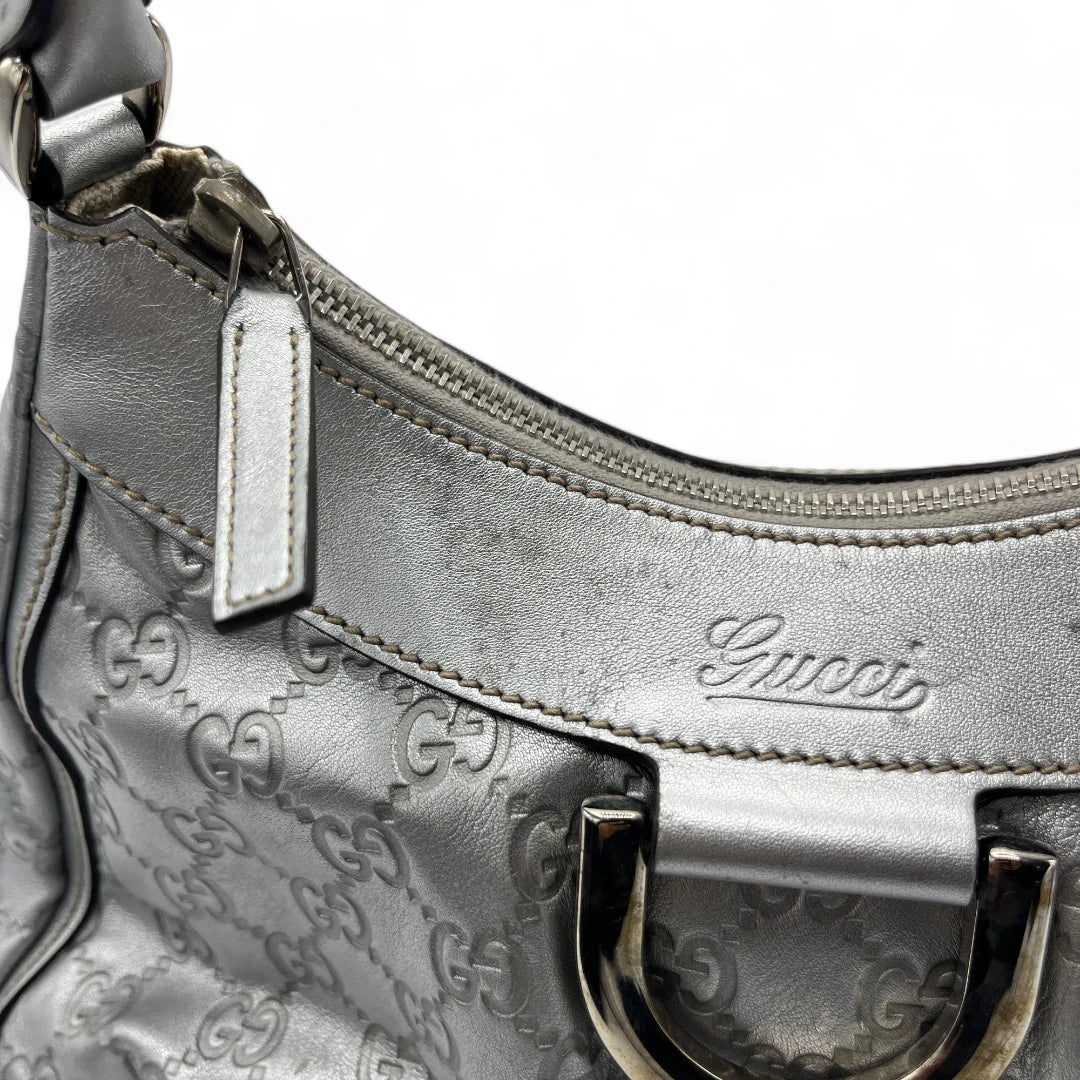 Gucci handbag D-ring made of leather monogram silver