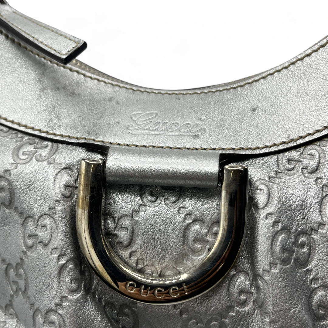 Gucci handbag D-ring made of leather monogram silver