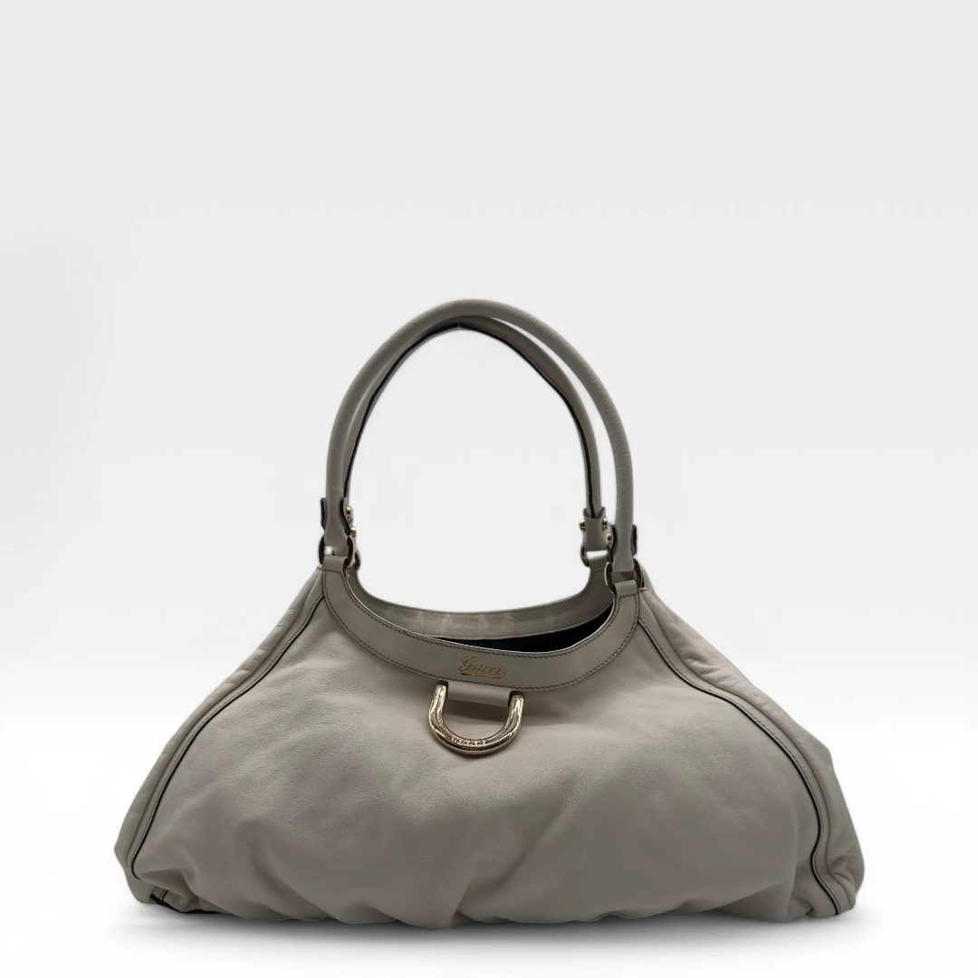 Gucci Handtasche D-Ring aus Leder weiß