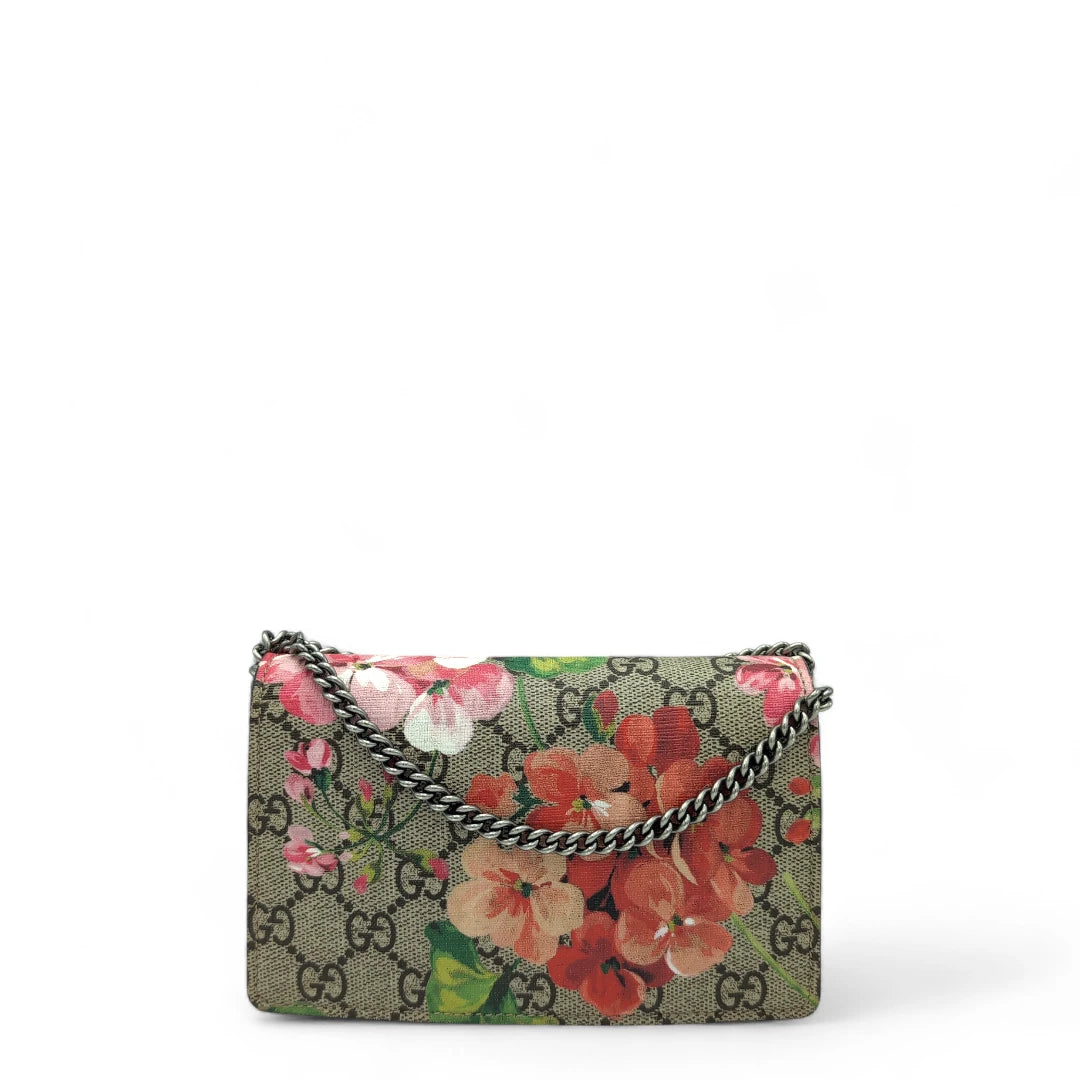 Gucci shoulder bag Dionysus Bloom mini monogram beige