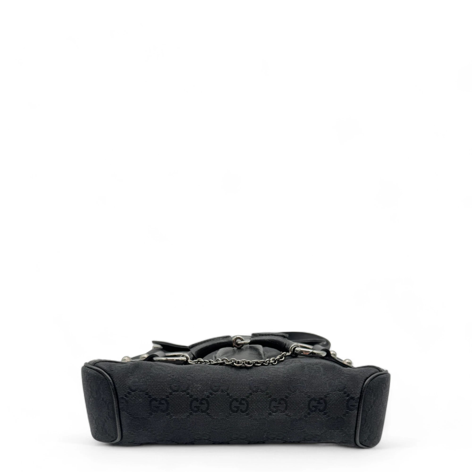 Gucci handbag Horsebit 1955 black leather monogram black