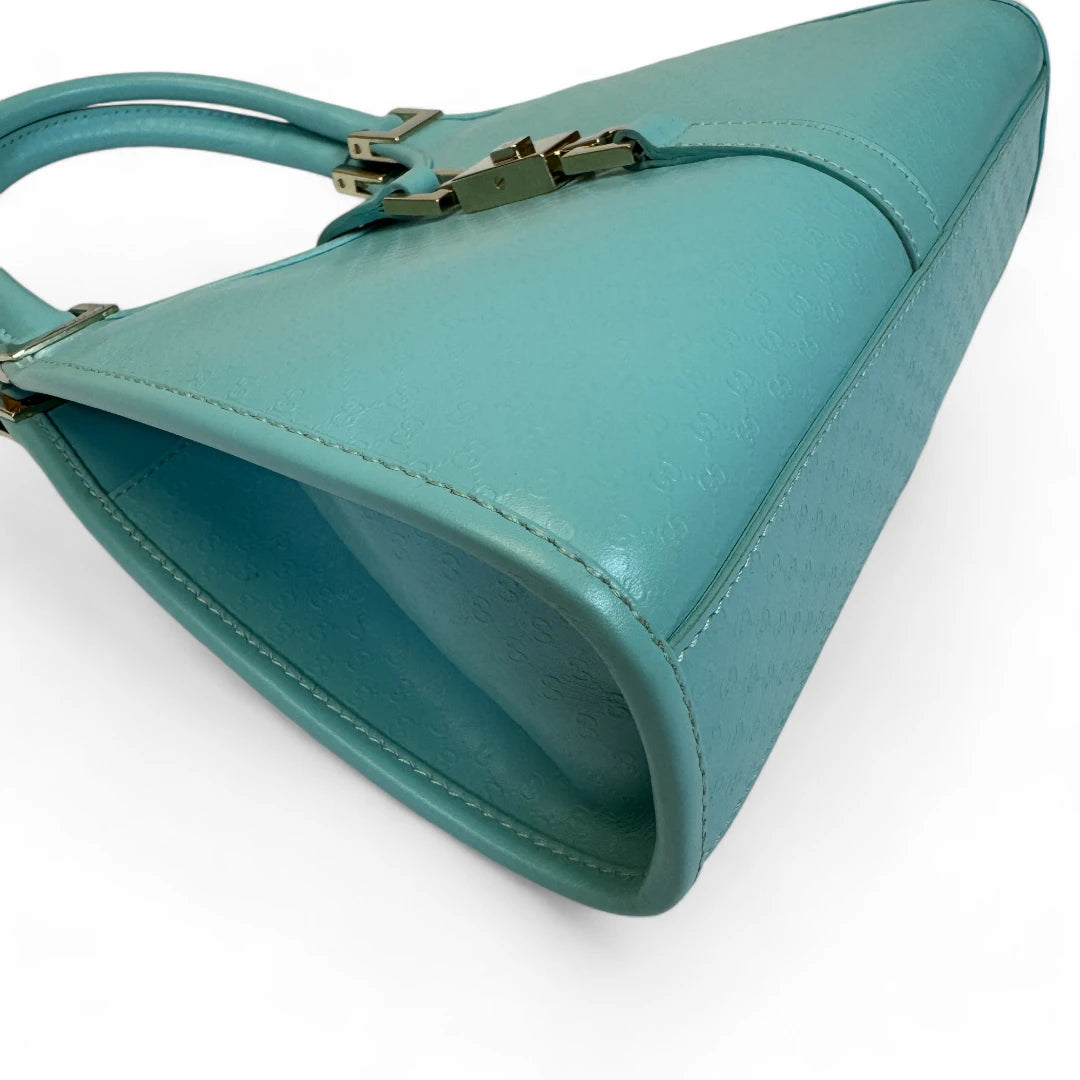 Gucci Handtasche Jackie Micro Guccissima aus Leder monogram türkis
