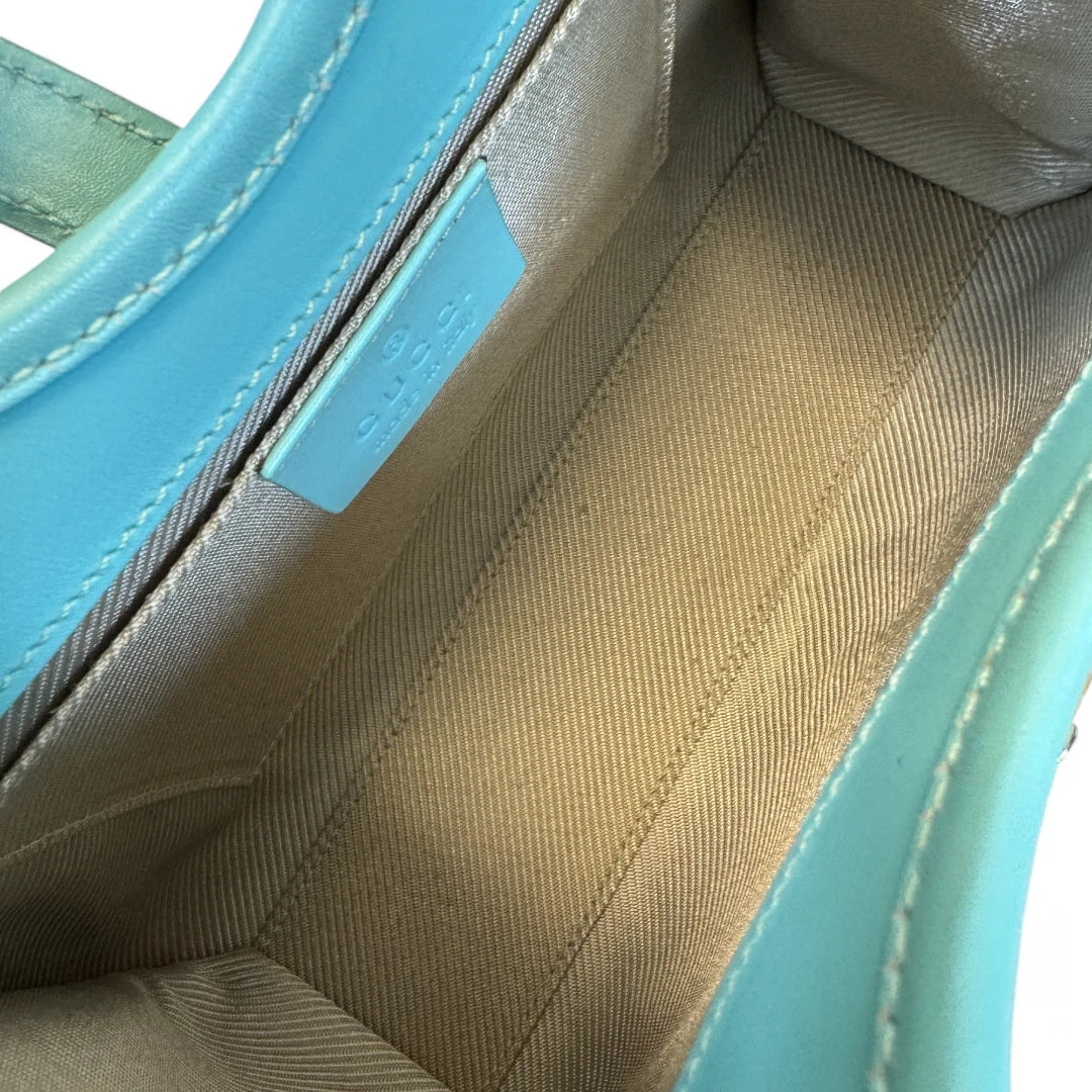 Gucci Handtasche Jackie Micro Guccissima aus Leder monogram türkis