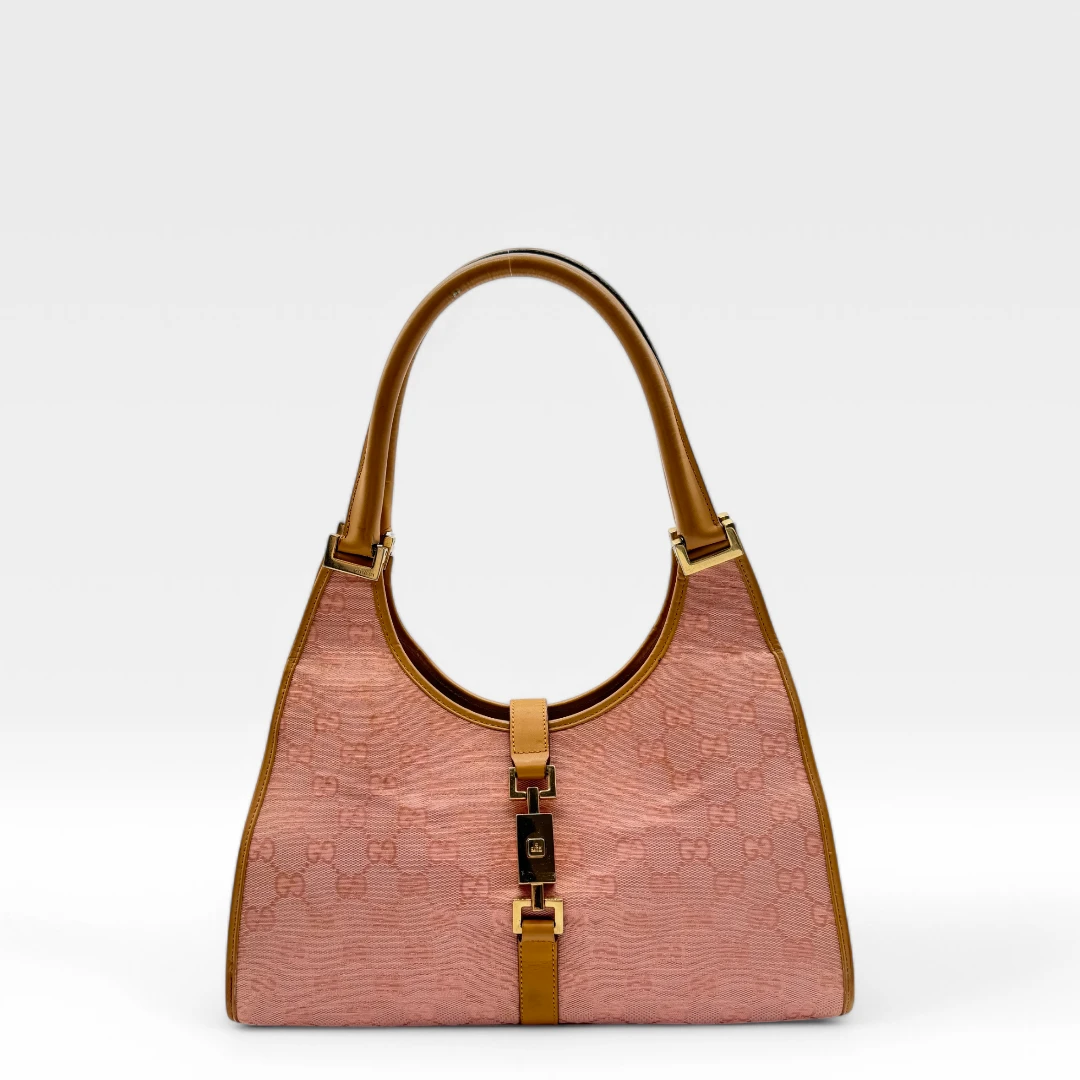 Gucci Handtasche Jackie hellbraune Lederdetails rosa