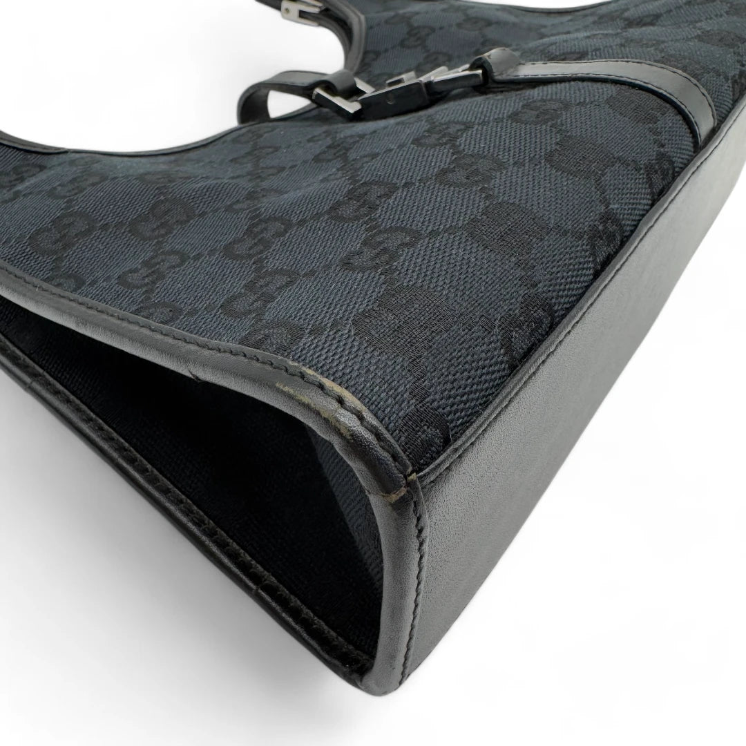 Gucci Handtasche Jackie mit schwarzem Leder monogram dunkelblau