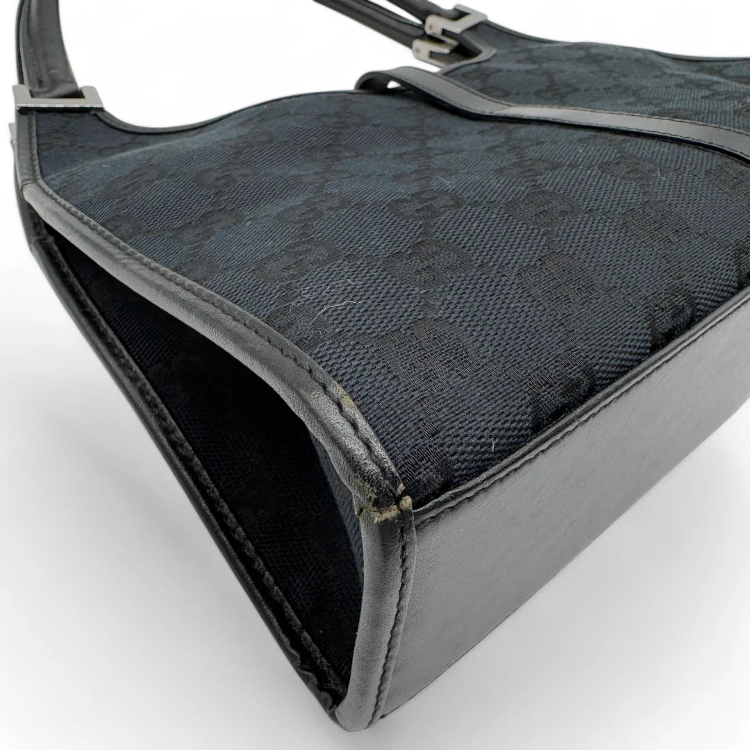 Gucci Handtasche Jackie mit schwarzem Leder monogram dunkelblau