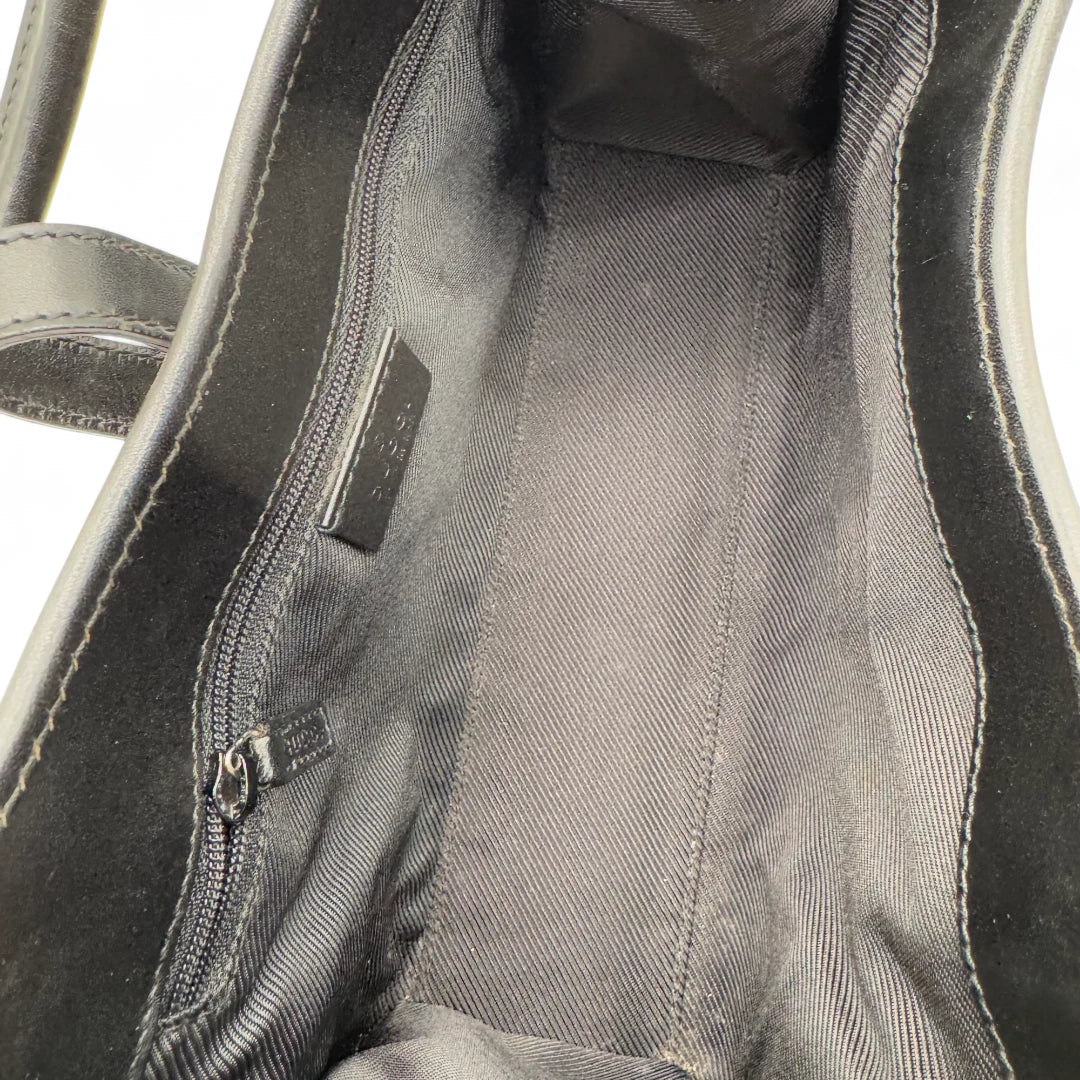 Gucci Handtasche Jackie mit schwarzem Leder monogram dunkelblau