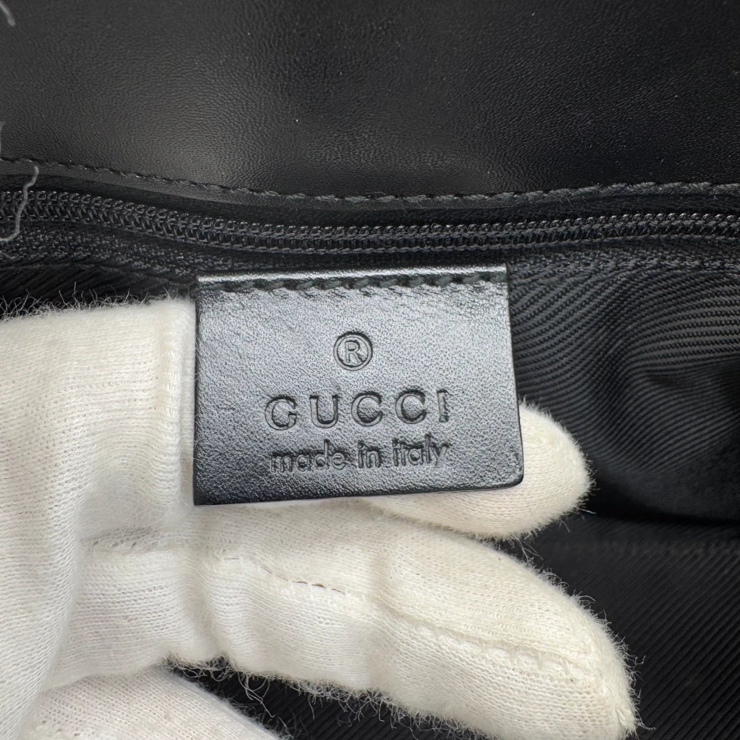 Gucci Handtasche Jackie mit schwarzem Leder monogram dunkelblau