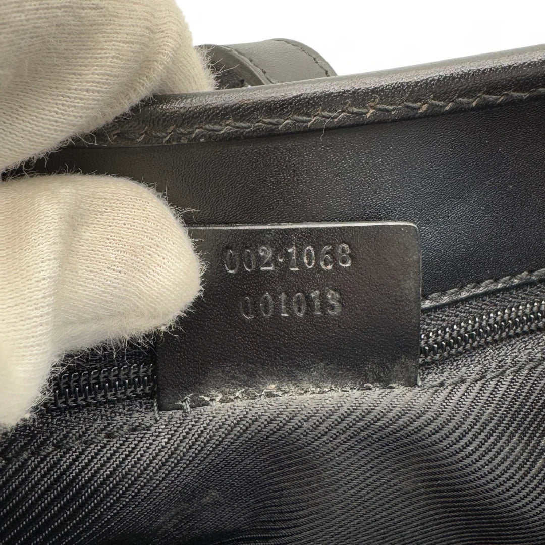 Gucci Handtasche Jackie mit schwarzem Leder monogram dunkelblau