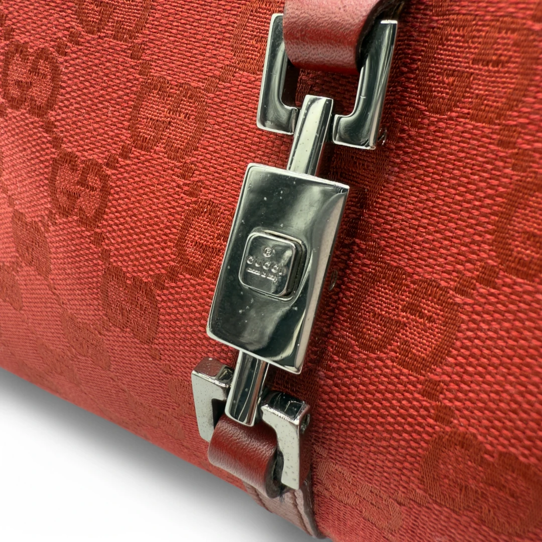 Gucci handbag Jackie with red leather details monogram red