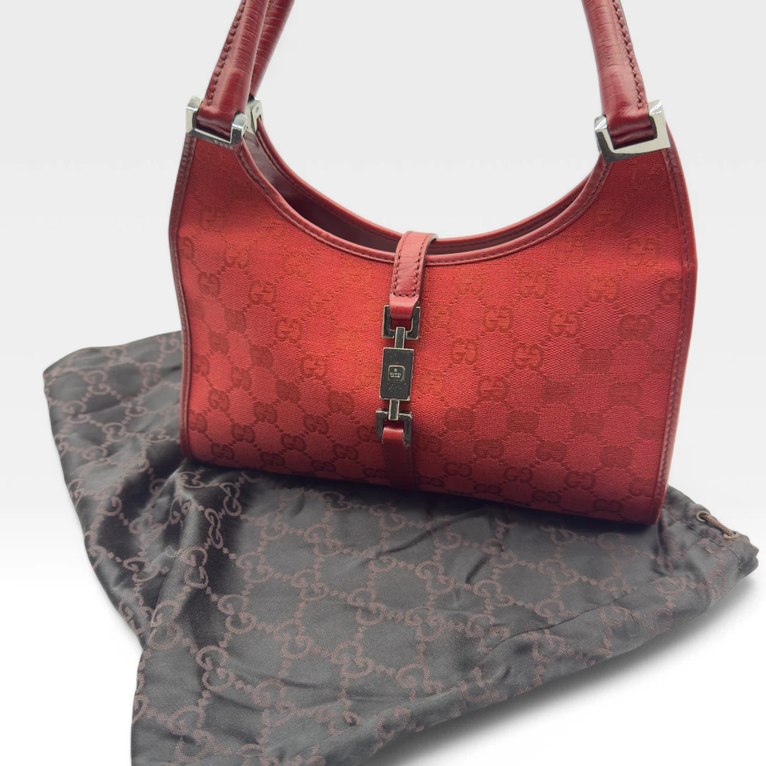 Gucci handbag Jackie with red leather details monogram red