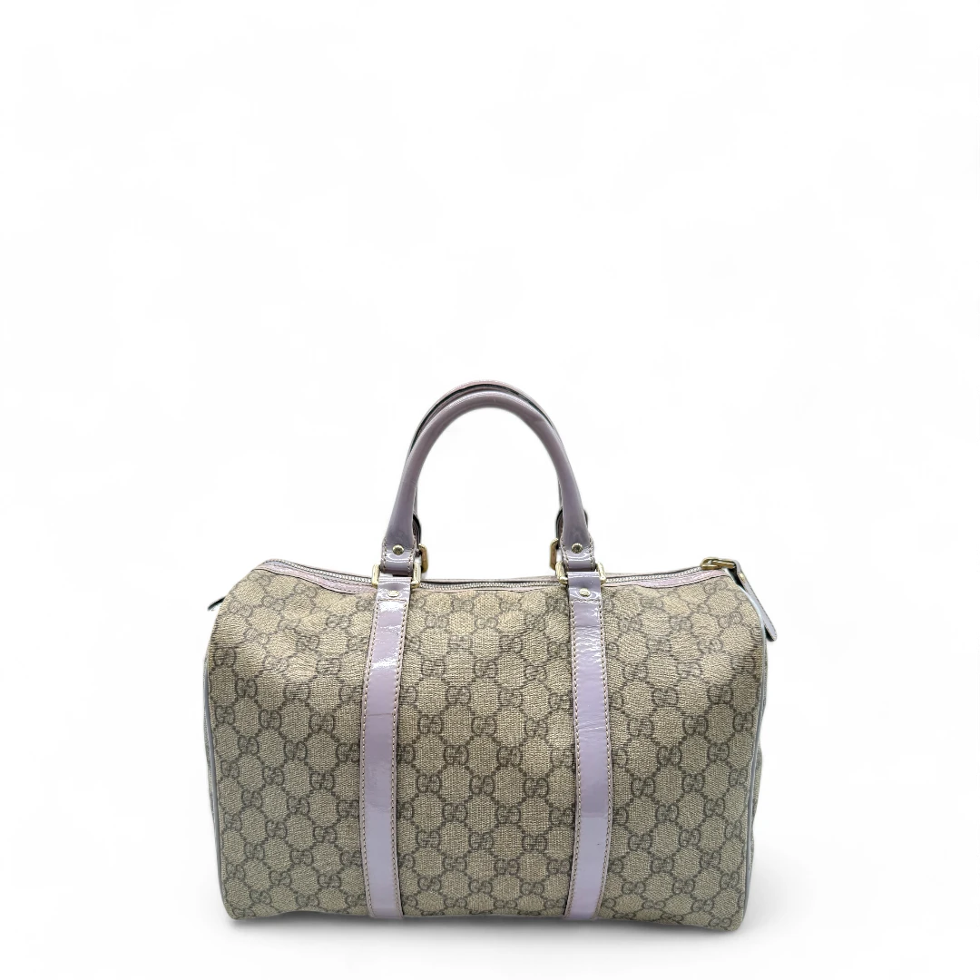 Gucci Handtasche Joy aus PVC lila Lederdetails monogram beige