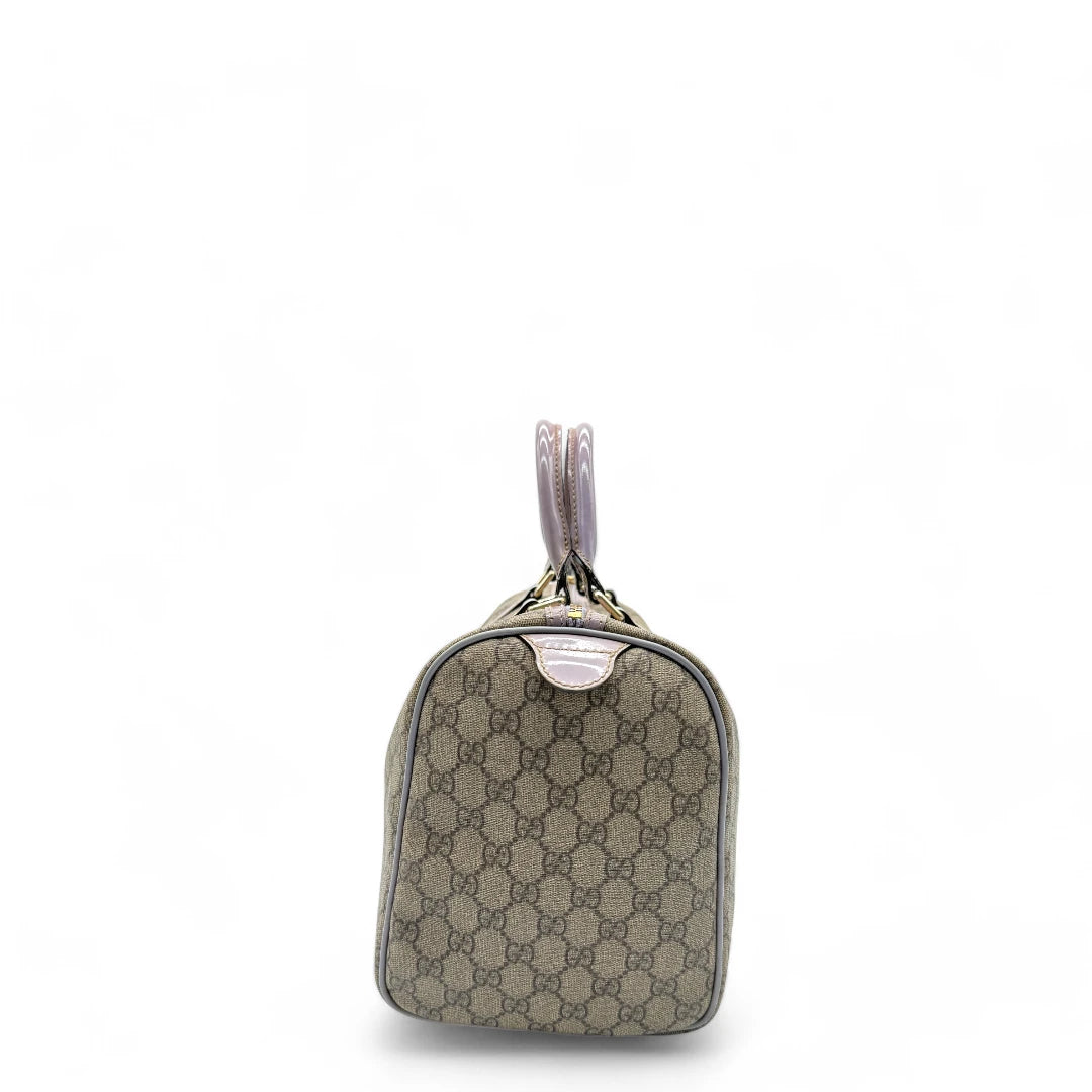 Gucci Handtasche Joy aus PVC lila Lederdetails monogram beige