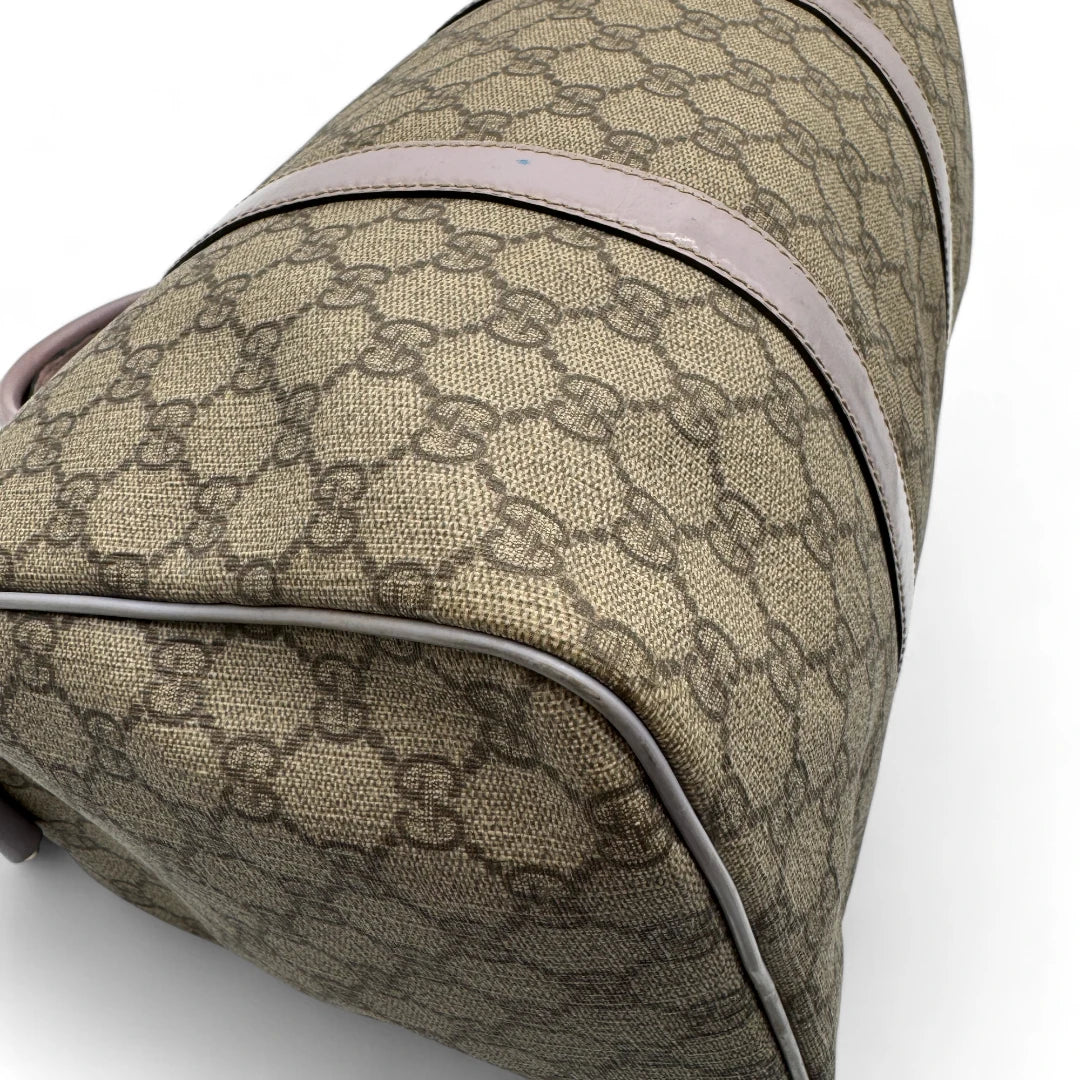 Gucci Handtasche Joy aus PVC lila Lederdetails monogram beige