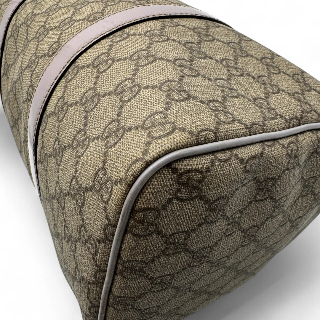 Gucci Handtasche Joy aus PVC lila Lederdetails monogram beige
