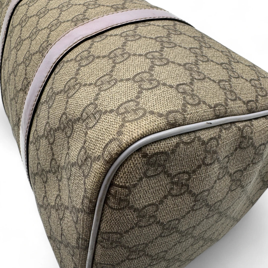 Gucci Handtasche Joy aus PVC lila Lederdetails monogram beige