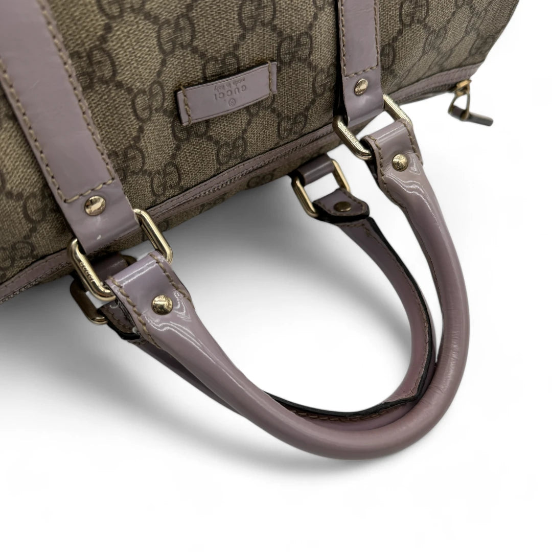 Gucci Handtasche Joy aus PVC lila Lederdetails monogram beige