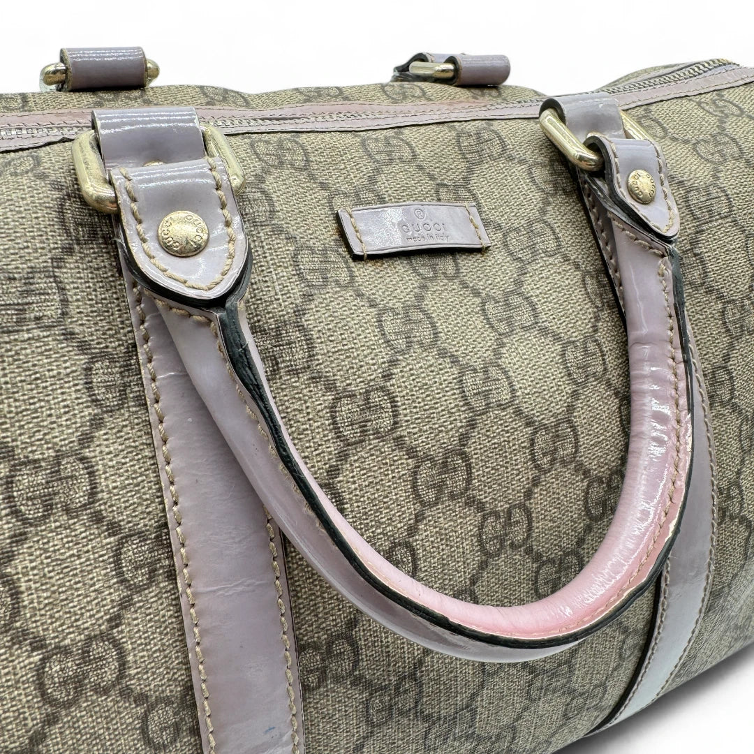 Gucci Handtasche Joy aus PVC lila Lederdetails monogram beige
