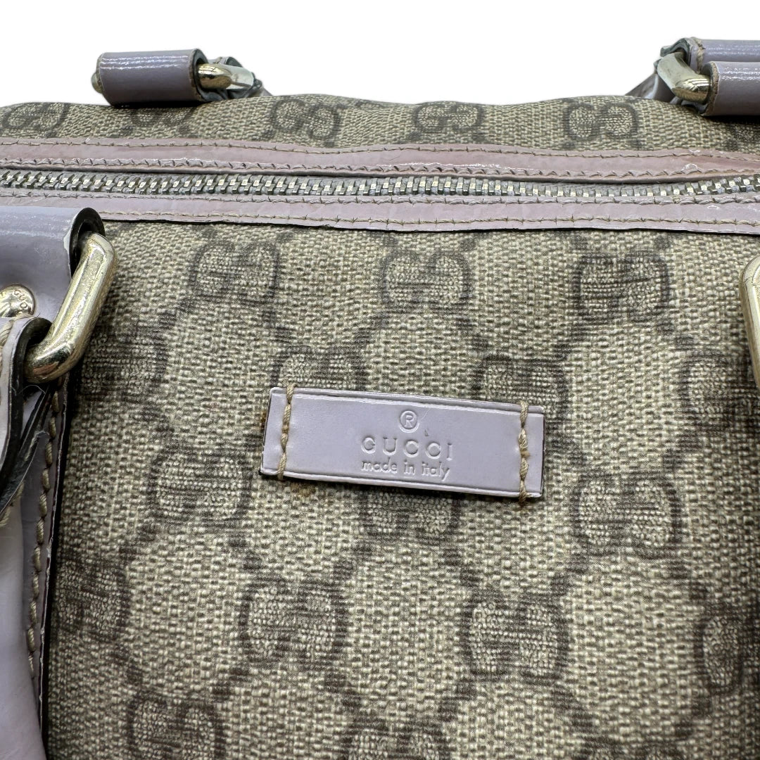 Gucci Handtasche Joy aus PVC lila Lederdetails monogram beige