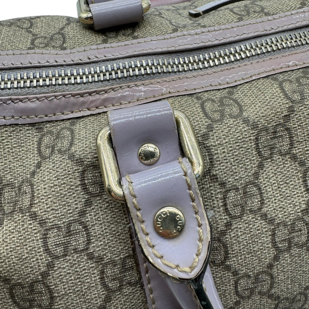 Gucci Handtasche Joy aus PVC lila Lederdetails monogram beige