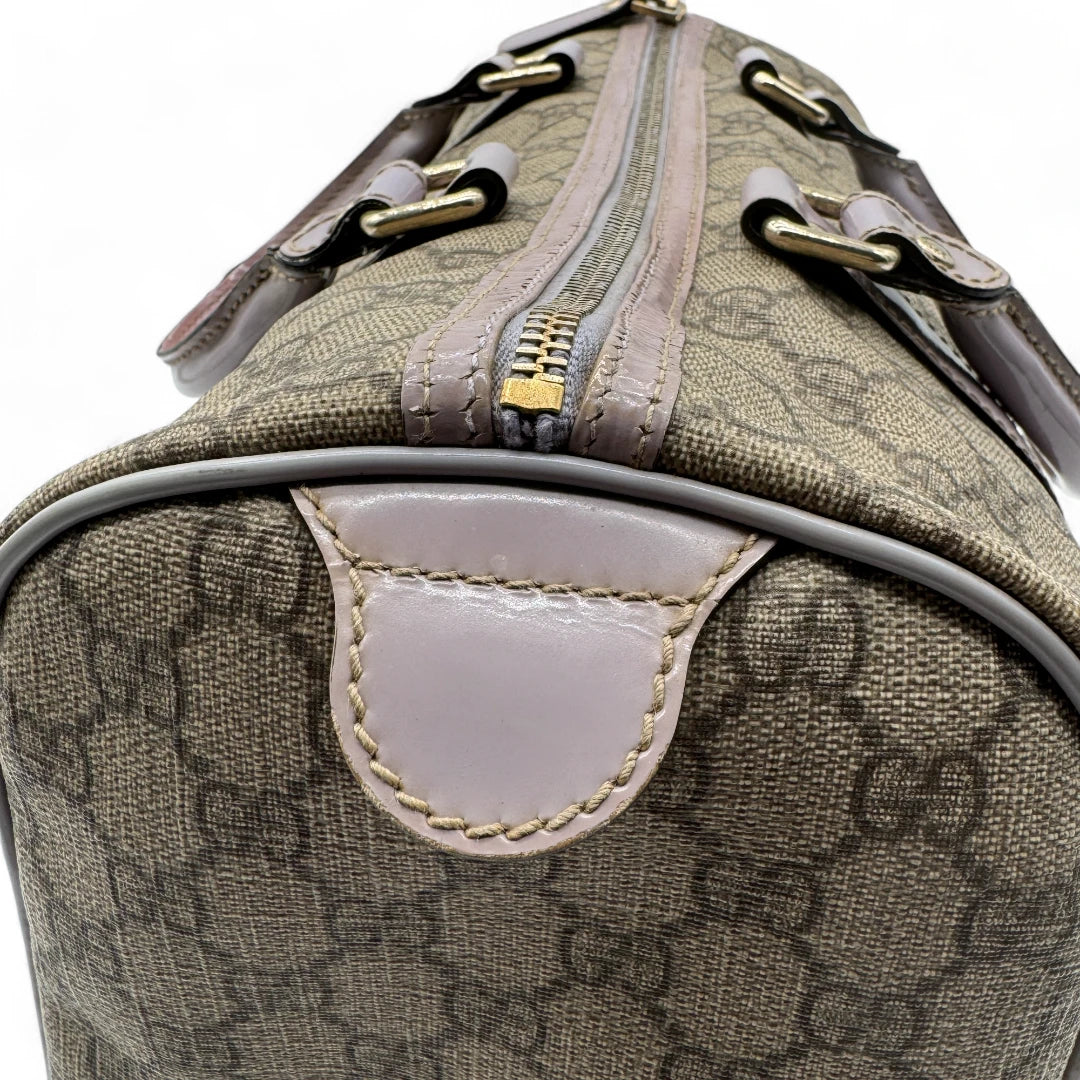 Gucci Handtasche Joy aus PVC lila Lederdetails monogram beige