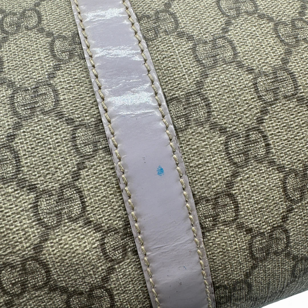 Gucci Handtasche Joy aus PVC lila Lederdetails monogram beige