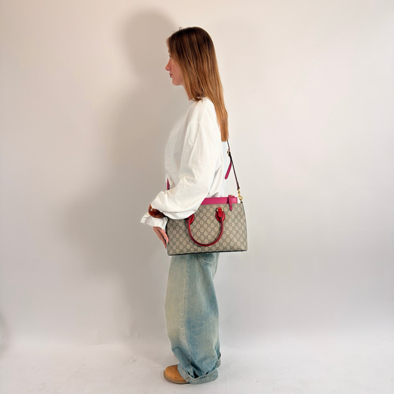 Gucci Handtasche Linea A GG Supreme monogram beige