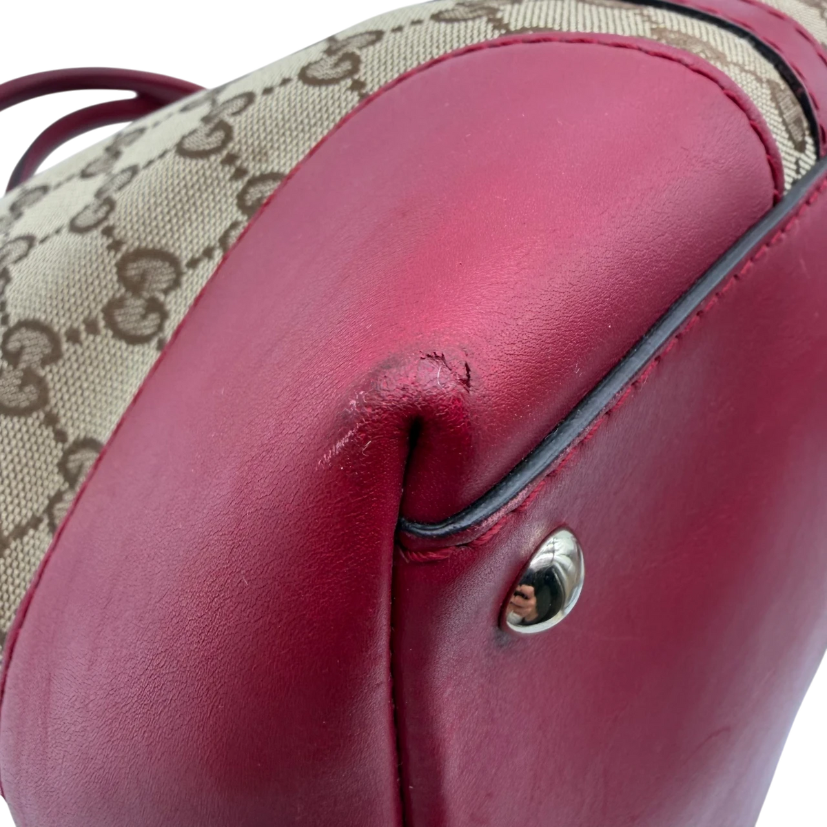 Gucci Handtasche Lovely Heart large monogram beige – Ecken im Detail
