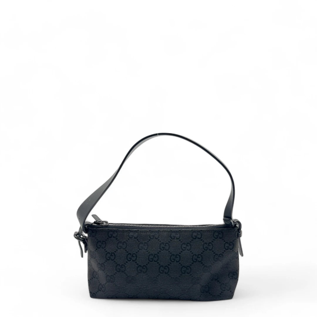 Gucci handbag / pochette with black leather details monogram black