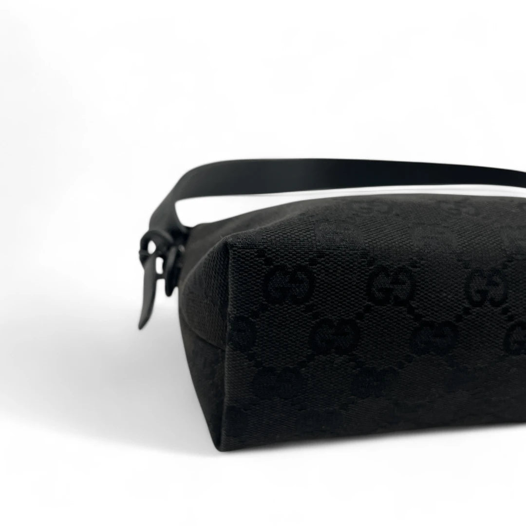 Gucci handbag / pochette with black leather details monogram black