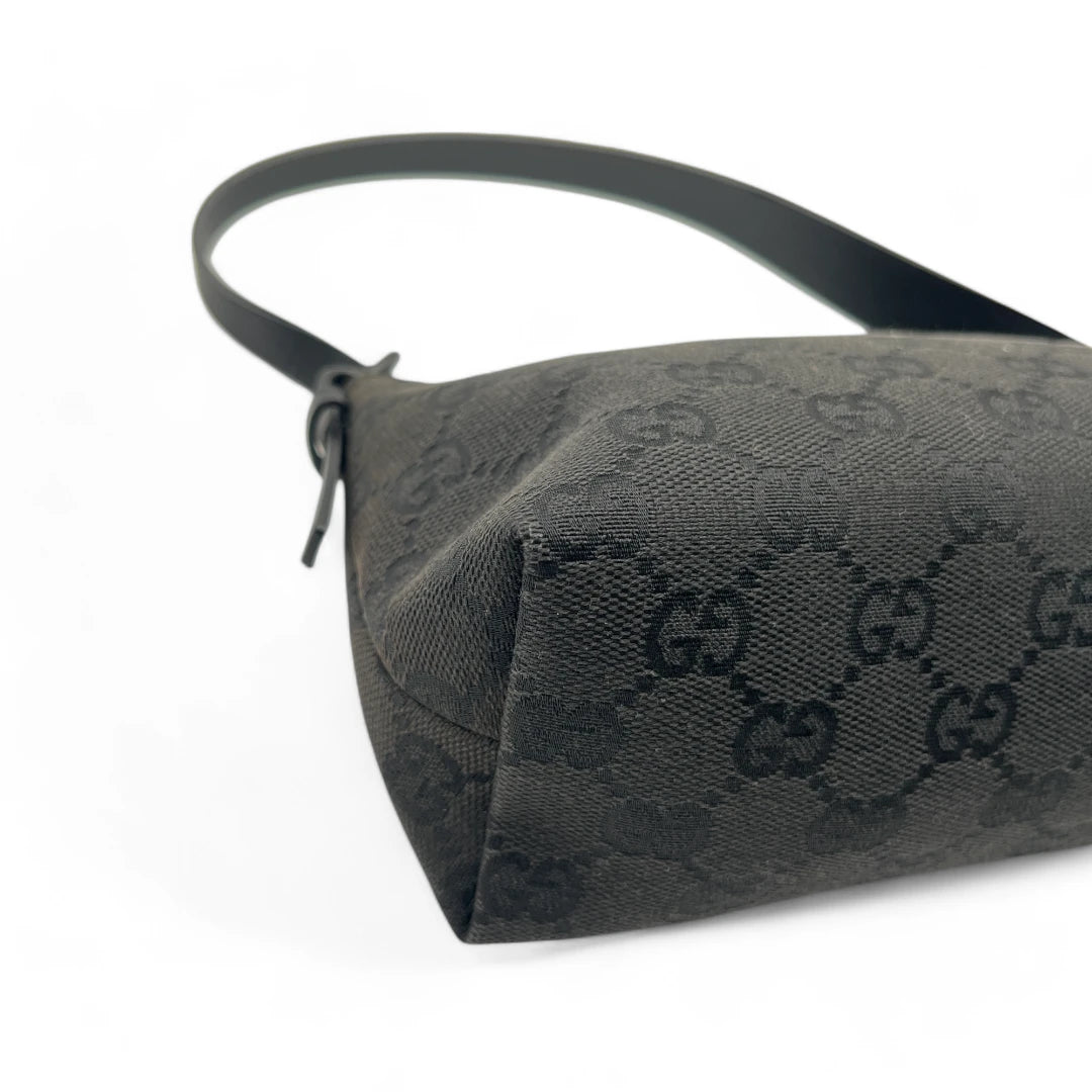 Gucci handbag / pochette with black leather details monogram black